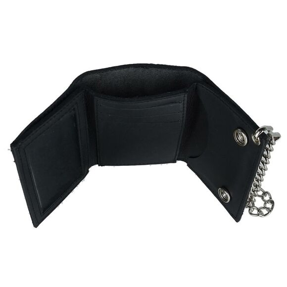 CTM Men's Leather Eagle Imprint Trifold Chain Wallet - Picture 3 of 3